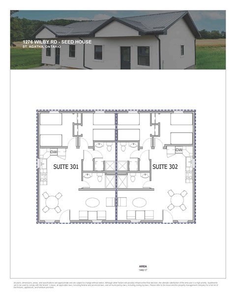 Floor plan for 2 beds, 2 baths, 101 sqft